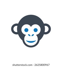 Icono sonriente de la cara del mono aislado en el fondo blanco