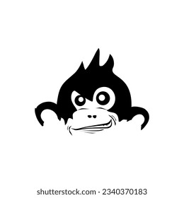 smiling monkey head logo vector