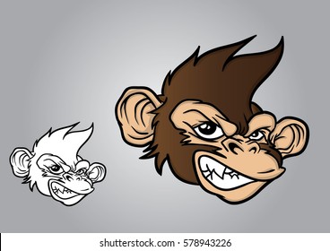 Smiling Monkey Head Mascot Vector Illustration