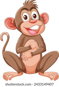 A smiling monkey illustrated in a playful pose.