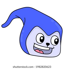 smiling monster head emoticon with a happy smiling face, vector illustration carton emoticon. doodle icon drawing