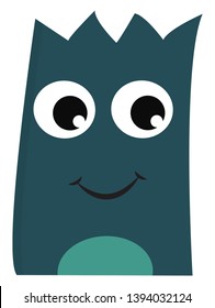 Smiling monster with spike hair large eyes and a smile vector color drawing or illustration
