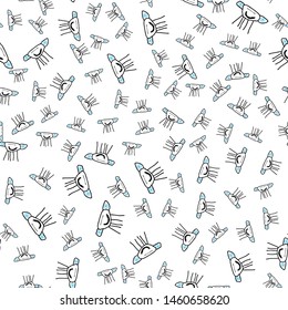 Smiling monsters in a variety of fun. Vector seamless pattern on white background. For textiles, fabric, background, wrapping paper, Wallpaper, covers, postcards.