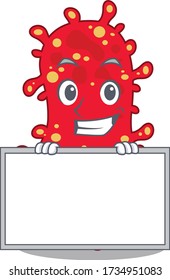 El diseño de caricaturas de moraxella sonriente tiene un tablero