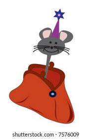 Smiling mouse in the bag