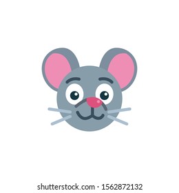 Smiling mouse face emoji flat icon, vector sign, Happy rat emoticon colorful pictogram isolated on white. Symbol, logo illustration. Flat style design