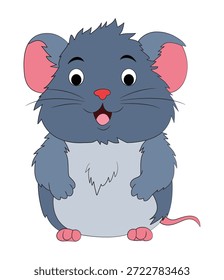 Ratón sonriente sobre fondo blanco
