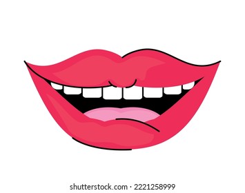 smiling mouth icon on white background