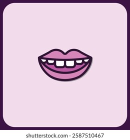 Smiling Mouth Icon: Simple Pink Lips and Teeth Graphic