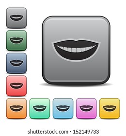 Smiling Mouth Icon Square Vector Icon with Color Variations