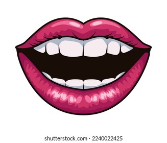 smiling mouth pop art style icon