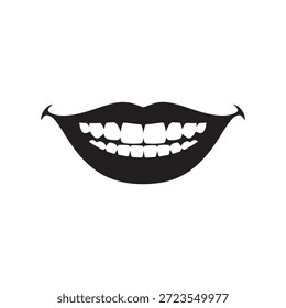 Diseño de ilustración plana de Vector de silueta de boca sonriente sobre fondo blanco