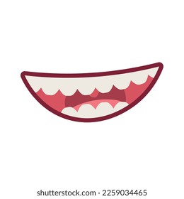 Smiling mouth with teeth on white background
