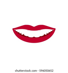 Smiling mouth with white healthy teeth. Vector illustration.