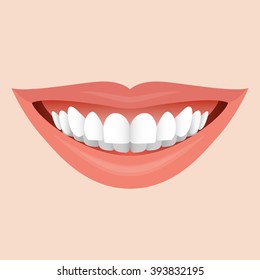 Smiling Mouth with White Teeth. Illustration for Creative Idea