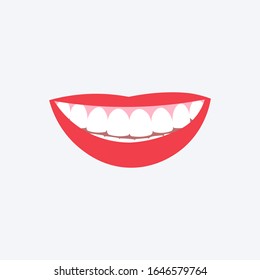 Smiling mouth with white teeth. Vector illustration.