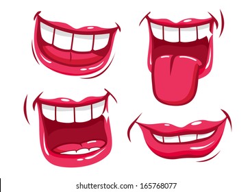 Smiling mouths collection. Vector illustration