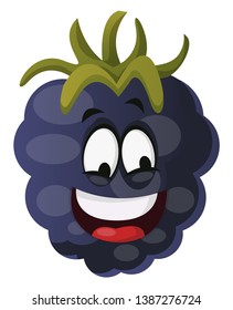 Smiling mulberry monster illustration vector on white background