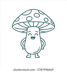 Smiling mushroom character and