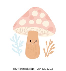 Smiling Mushroom with Coral Decor 