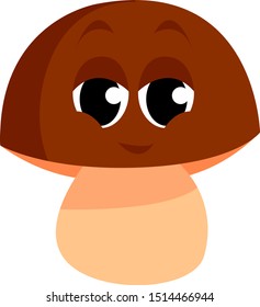 Smiling mushroom, illustration, vector on white background.