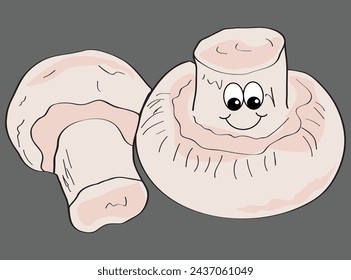 Smiling Mushroom Vegetable Character Design