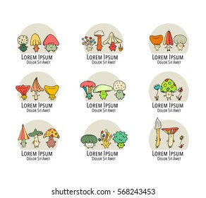 Smiling mushrooms collection, sketch for your design