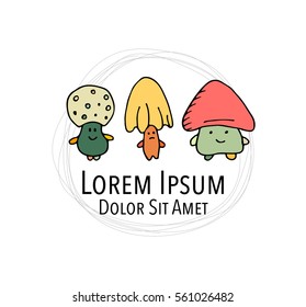 Smiling mushrooms, sketch for your design
