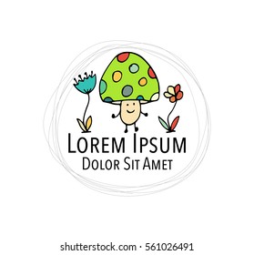 Smiling mushrooms, sketch for your design