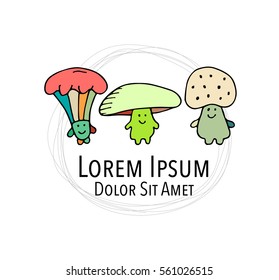 Smiling mushrooms, sketch for your design