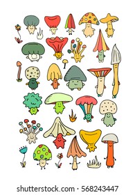 Smiling mushrooms, sketch for your design