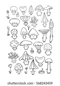 Smiling mushrooms, sketch for your design