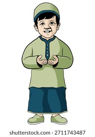 Smiling Muslim Boy in Prayer Pose