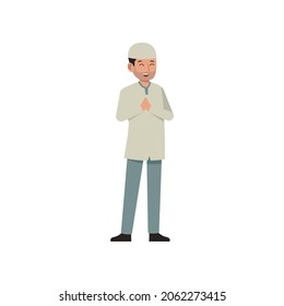 smiling muslim man character vector illustration design eps.10