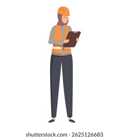Smiling muslim woman architect or engineer wearing a safety vest and helmet holding a clipboard - Powered by Shutterstock - Get 15% off with code: PIKWIZARD15