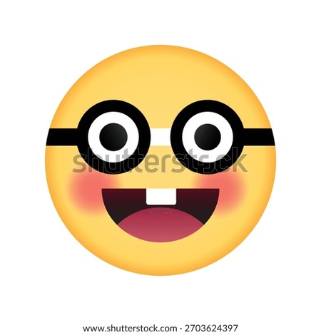 Smiling nerd emoji face with glasses and buck teeth
