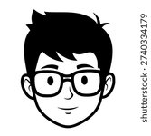 Smiling Nerd Kid with Glasses Icon Design