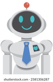 Smiling new robot office worker