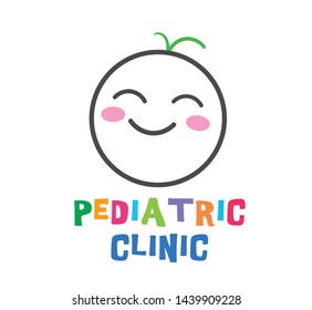 Smiling Newborn Child On Logo Pediatric Clinic