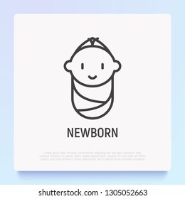 Smiling newborn thin line icon. Modern vector illustration.
