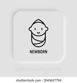 Smiling Newborn Thin Line Icon. Modern Vector Illustration.