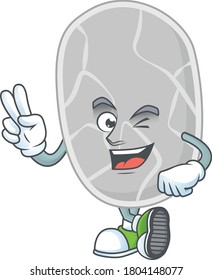 smiling nitrospirae cartoon mascot style with two fingers. Vector illustration