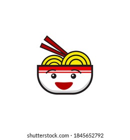 smiling noodle bowl cute cartoon logo