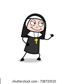 Smiling Nun Character Running Pose