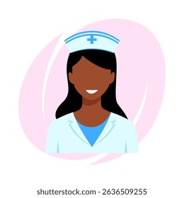 smiling nurse character avatar flat vector