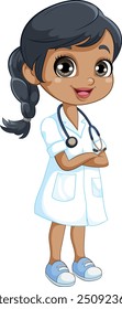 Smiling nurse character in uniform and stethoscope