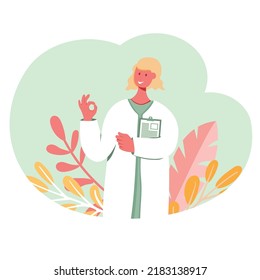 Smiling nurse or doctor with  clipboard showing OK. Young gorgeous  nurse showing ok sign while holding clipboard in other hand