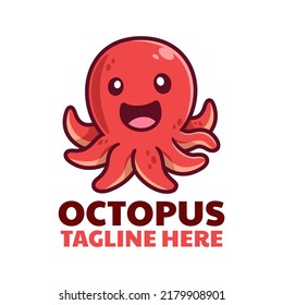 Smiling Octopus Cartoon Logo Design