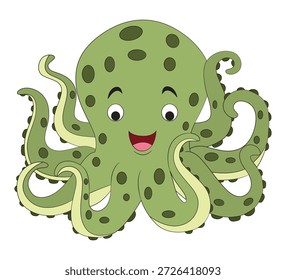 Pulpo sonriente sobre fondo blanco