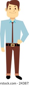 Smiling office manager character. Color flat man